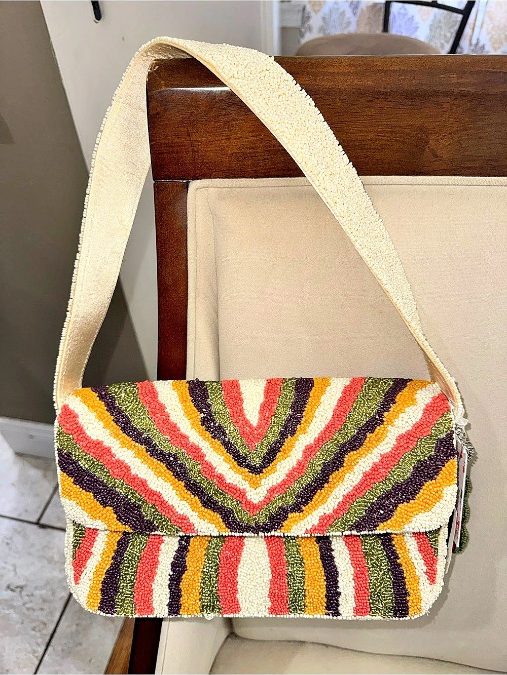 Beaded Shoulder Bag in Multicolor